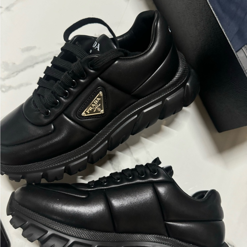 Prada Padded Nappa Leather Black Sneakers Shoes